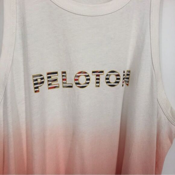 Peloton Tank Top Womens L Ombre Go-To Racer Tank White Pink Cycling - Picture 7 of 8